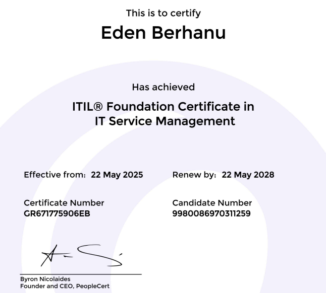 ITIL certificate